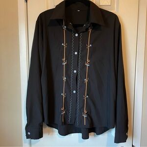Black Embroidered Women’s Button Up Size XXL